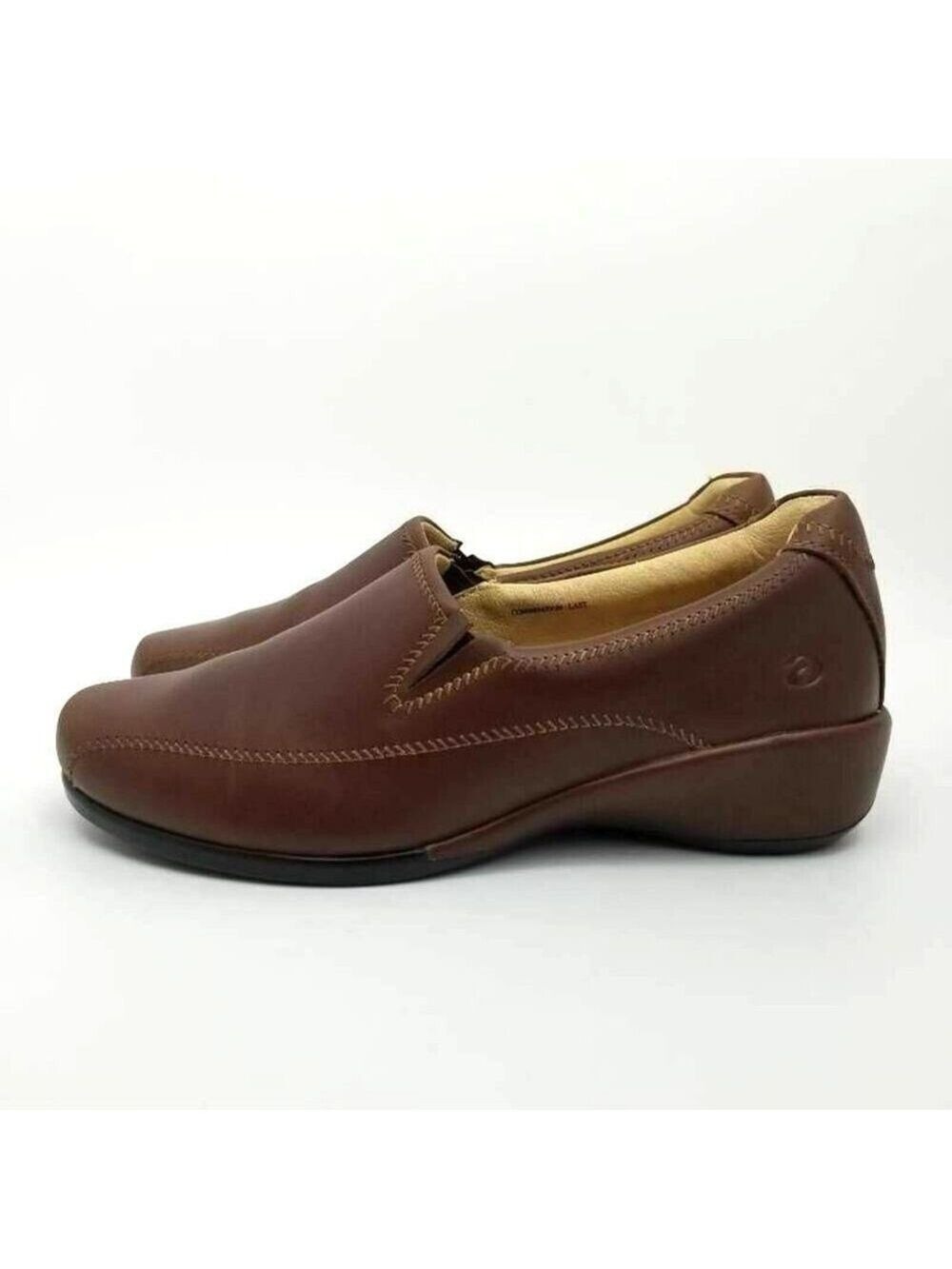 Aravon Womens Slip On Wedge Loafer Shoes Brown Leather Sz 7B - Picture 3 of 12